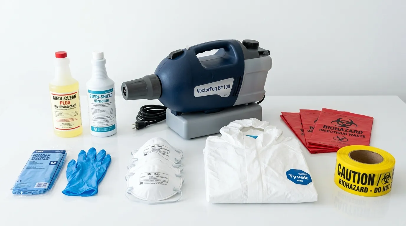 Professional biohazard remediation crew working in Henderson